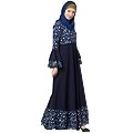 Printed Frilled abaya- Navy Blue Printed Frilled abaya- Navy Blue